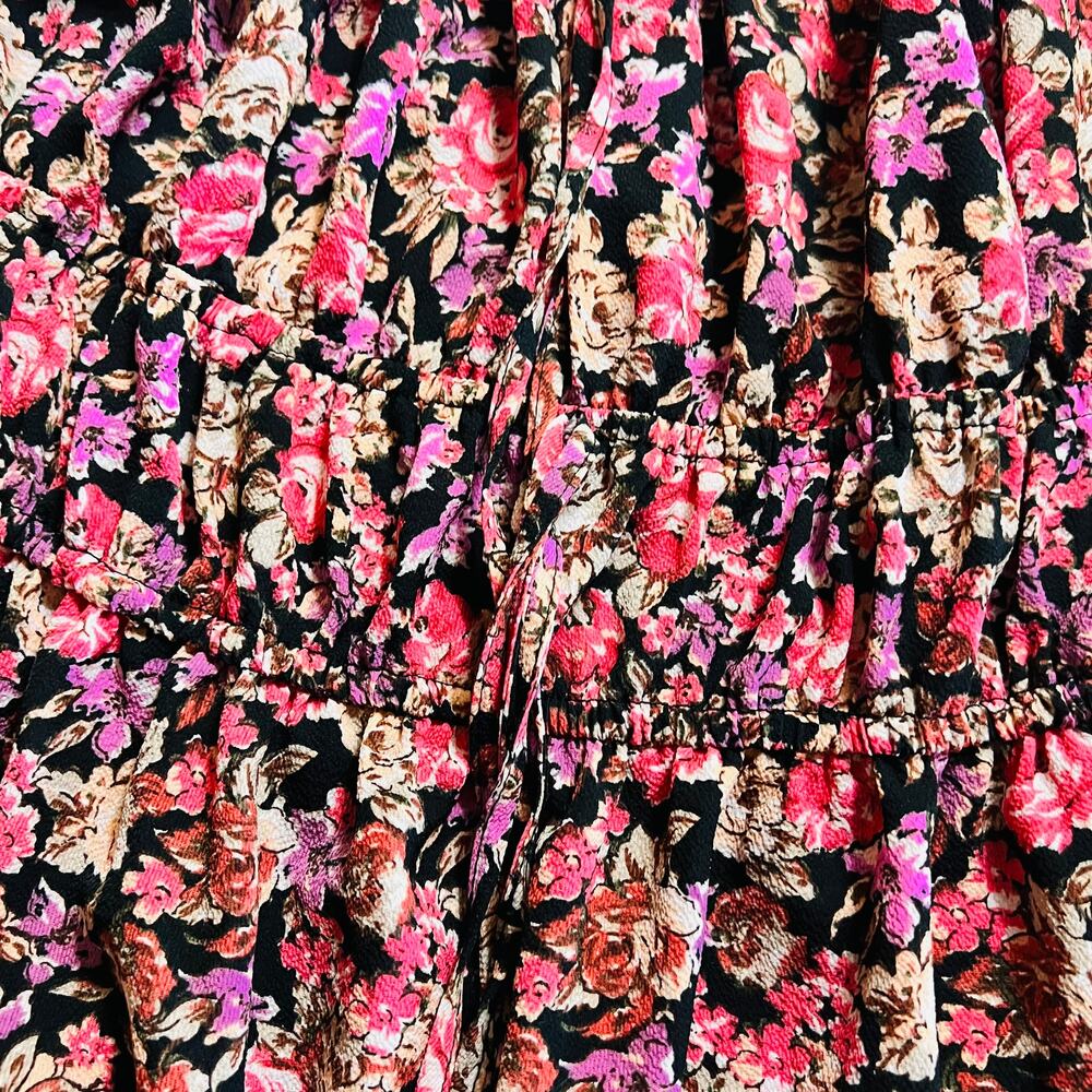 ASOS Multicolored Floral Long Puff Sleeve Swing Dress Size 14 NWT - Picture 6 of 11